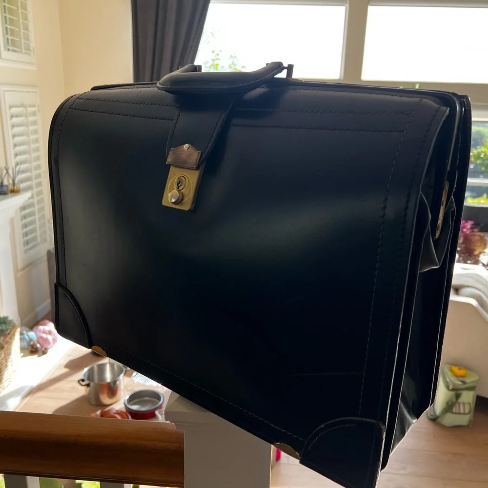 Elegant Black Leather Briefcase